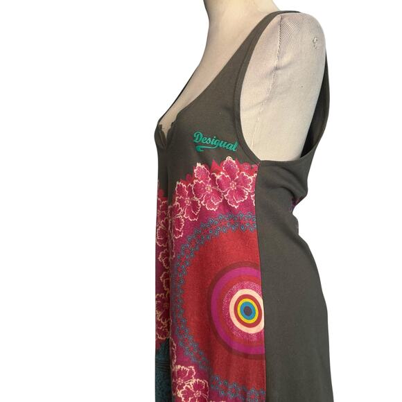 Desigual Green and Pink Asymmetrical Tunic Dress size Medium - Picture 8 of 16